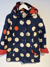Boden Womens Polka Dot Button-Up / zip-up closure Fleece Lined Hooded rain Coat 