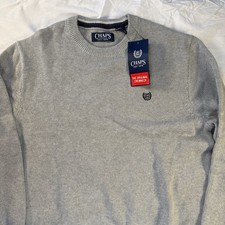 Chaps Men  s Grey Knit Long Sleeve Pullover Crew Sweater Gray Size Medium NWT