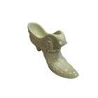 Fenton Custard Uranium Glass Slipper Daisy and Button Cat Head Shoe Vintage