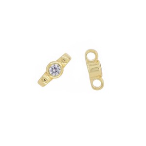 Authentic 2PC Gold Plated Sterling Silver CZ 2-strand Spacer Bar 8mm #51247