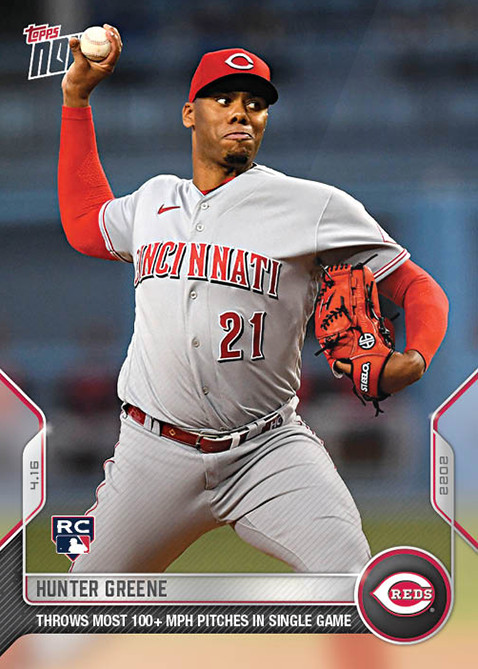 HUNTER GREENE 2022 MLB Topps Now Card 61 Print Run 2279 Rookie 100+ MPH Pitching