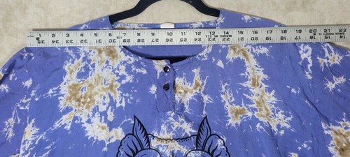 Bayu Bali Raw Hem Womens Multicolor Pattern T Shirt Blue Yellow Dragon Size XL - Picture 7 of 13