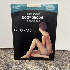 George Body Shaper Pantyhose Ivory Med/Tall Control Top Sandalfoot Silky Sheer