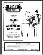 Foley Belsaw Model 387 saw Filer Owners Manual 40 pages Comb Bound Gloss cover