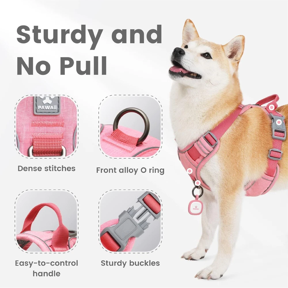 Dog Harness Adjustable Soft Padded Pet Vest with Handle & Digital ID Tag