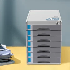 Office Filing Cabinet 7 Drawer Aluminum Alloy File Cabinet With Lock Desktop New