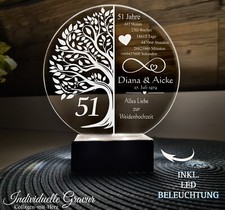 Gravur Aufsteller 51 Jahre Weidenhochzeit Hochzeitstag Geschenk Gravur   LED