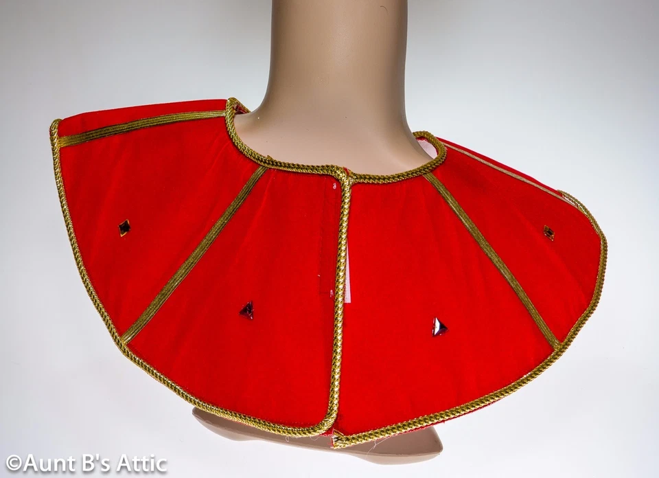 Cuello Egipcio Rojo Pana y Oro Trenzado Cuello Pieza Con Joyas Disfraz Accesorios Foto 2 de 2
