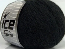 Black Angora Cashmere 68753 Ice Yarns Luxury Blend Sport Weight 50gr 218yds