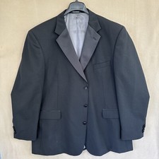 Stafford Men  s Suit Jacket Tuxedo 52L Long Black 100 Wool 3 Button Formal Wear