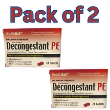 HealthA2Z Maximum Strength Decongestant PE NonDrowsy Nasal Congestion Relief 2pk