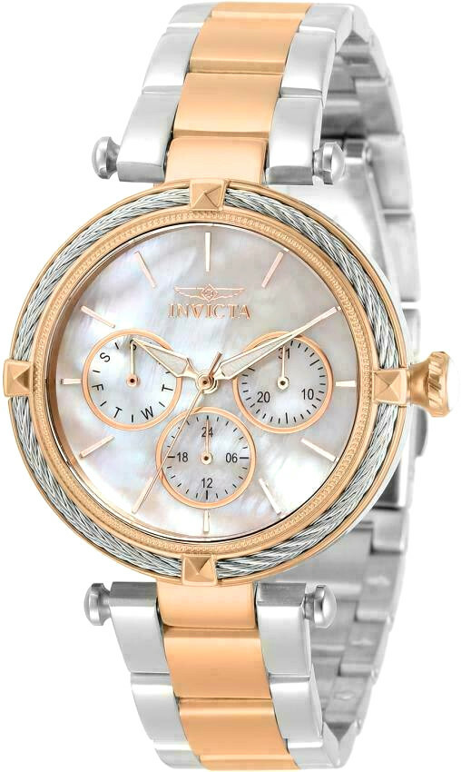 Women\'s Invictas Stainless Steel and Pearl Tone Crystal Bezel Watch Invicta Women main image 2