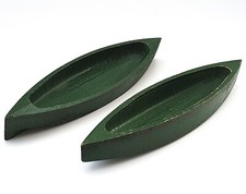 BARQUES EN BOIS PEINT  BATEAUX PÊCHEURS  NAVIRES PORTE CRAYONS  2 JOUETS ANCIENS