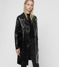 Bnwt All Saints Ali Mac Croc Effect Lambskin Leather Jacket Uk12 (fits Like 10)