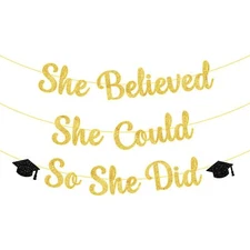 KatchOn She Believed She Could So She Did Banner - Glitter 10 Feet No DIY | G...