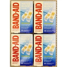 BandAid Water Block Clear Waterproof Bandages 4 Box Lot 120 Count Sealed New