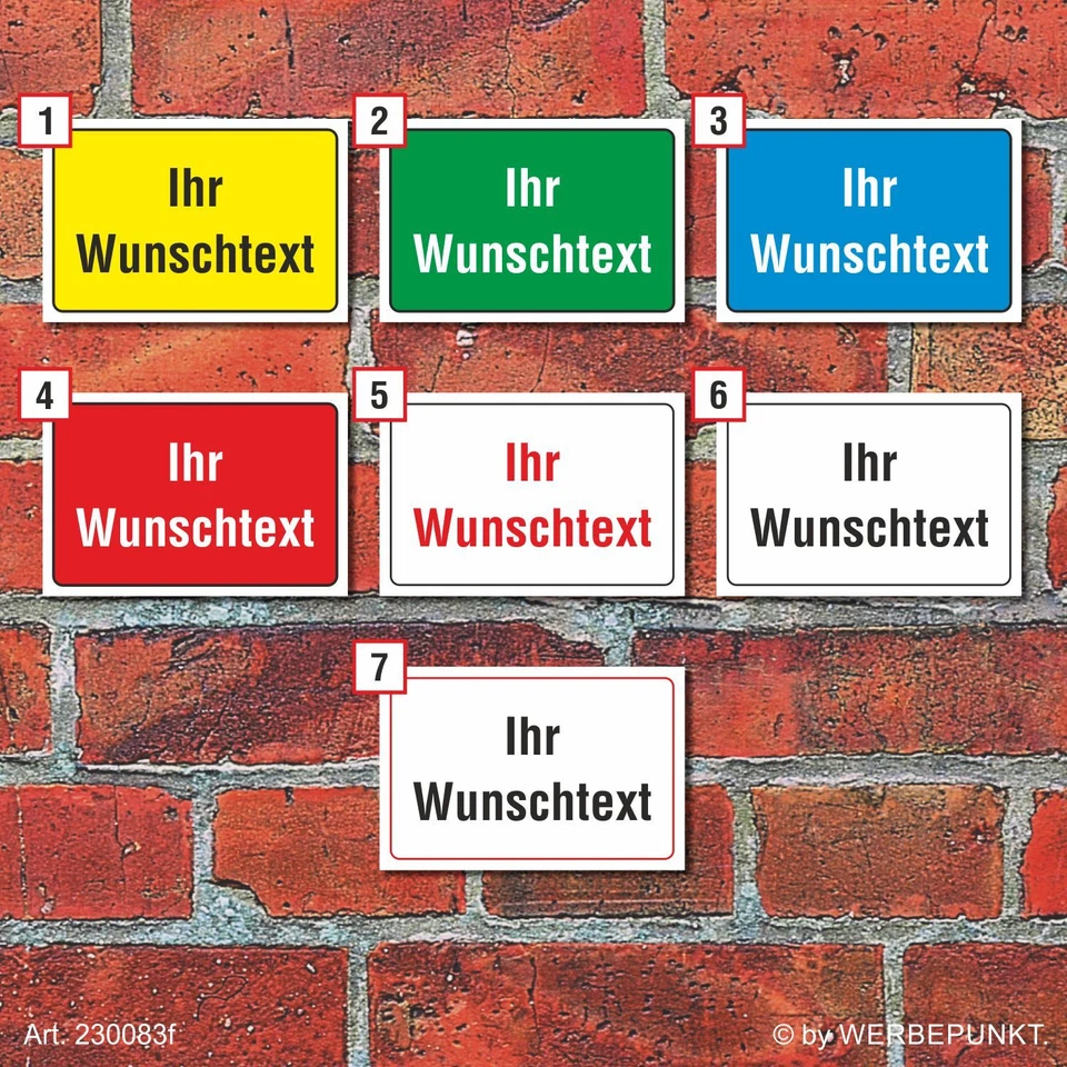 WERBEDEAL24 Schild Hinweisschild Wunschtext Geschenk Text wetterfest 3mm Alu-Verbund