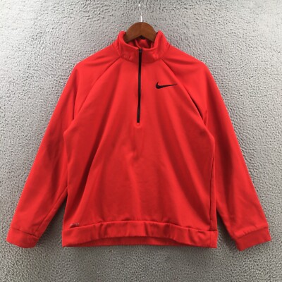Nike Dri Fit Jacket Mens Medium Solid Red Zip Up Cowl Neck Raglan Sleeves Casual