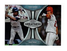 Mike Trout & Hank Aaron 2019 Topps Chrome GRE-8 Greatness Returns Refractor HOF