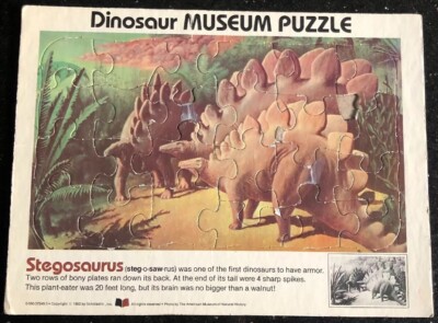Vintage 1982 SCHOLASTIC Inc DINOSAUR MUSEUM Tray PUZZLES