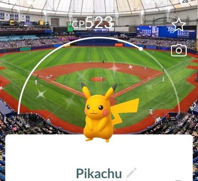 Pokémon Go/Shiny Pikachu Background of Tampa Bay Rays Staduim Florida