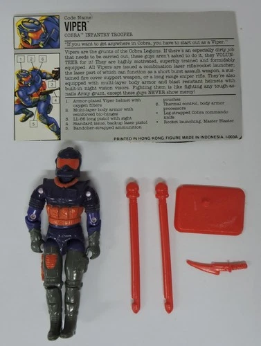 1994 GI JOE VIPER V4 ACTION FIGURE W/FILE CARD/MISSILES/KNIFE/STAND