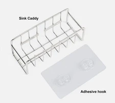 Sponge Holder Suction Cup Stainless Steel Kitchen Dish Drain Sink Basket Rack