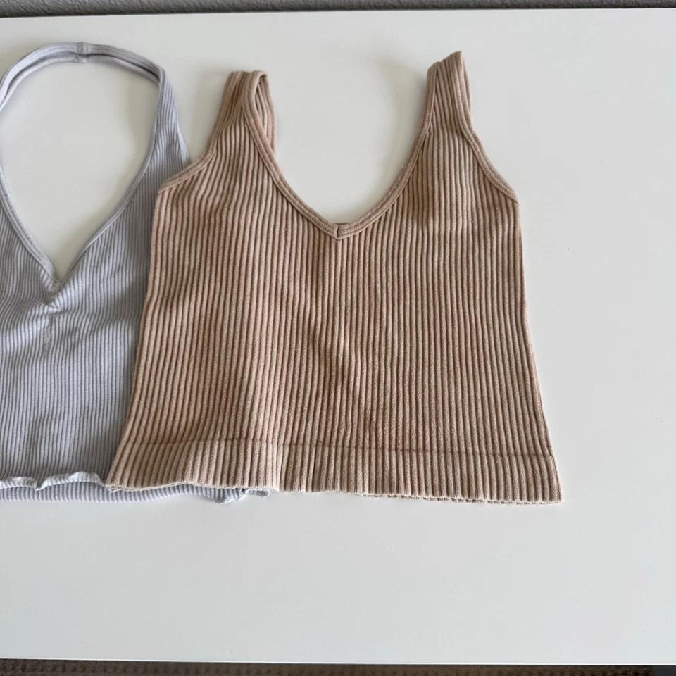 Bundle Lot 3 Cami Crop Tops Bralette Size XS Camisole Capsule Neutral Layering - Image 3 of 4
