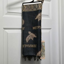 Original Jerusalem Cashmere Scarf Shawl Multicolor Paisley Fringe Holy Land New