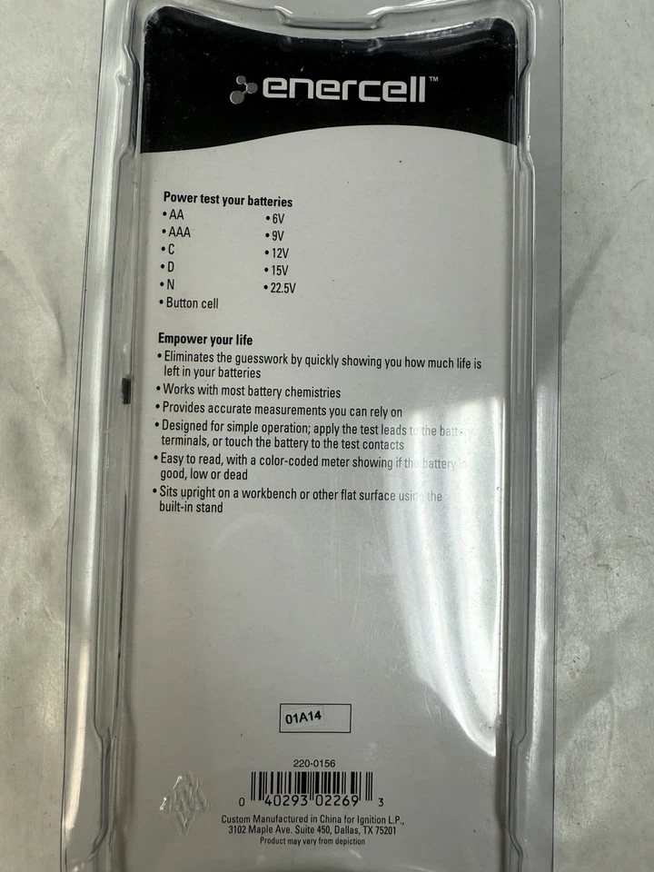 Enercell Cat. No. 22-156 Analog Battery Tester 1.5v To 22.5v Check Button Cell - Image 3 of 3