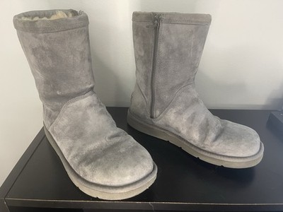 UGG Boots Shearling Gray Suede Full Zip Round Toe SN 1889 Womens Size 9 Roslynn