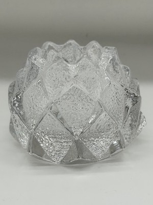Orrefors Sweden Crystal Art Glass Firefly Artichoke Votive Candle Holder Clear