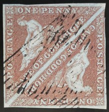 CAPE OF GOOD HOPE 1853 Used Triangle 1d Pair SG #1 SIGNED GEORG BÜHLER VF