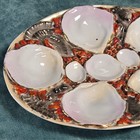 Striking Oval Antique Oyster Plate, Coral & Silvet, Extra Wells for Shellfish — photo 2