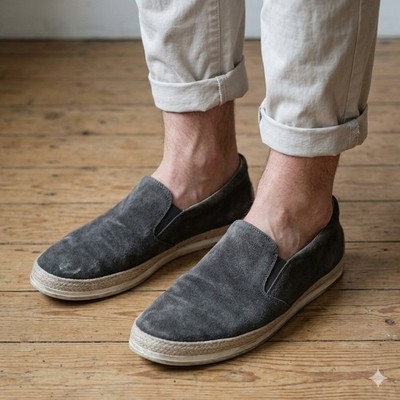 Tods Slip On Loafers Mens 9 Grey Suede Preppy Luxury Made In Italy