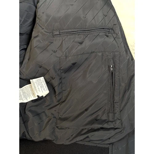 Emporio Armani Navy Blue Wool Blend Bomber Jacket Letter Patches 6L1BL8 Men IT52 image 11