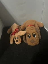 Lot of 2 Vintage Pound Puppies Newborn Stuffed Animal Plush  8" Tonka 1985 JZ4