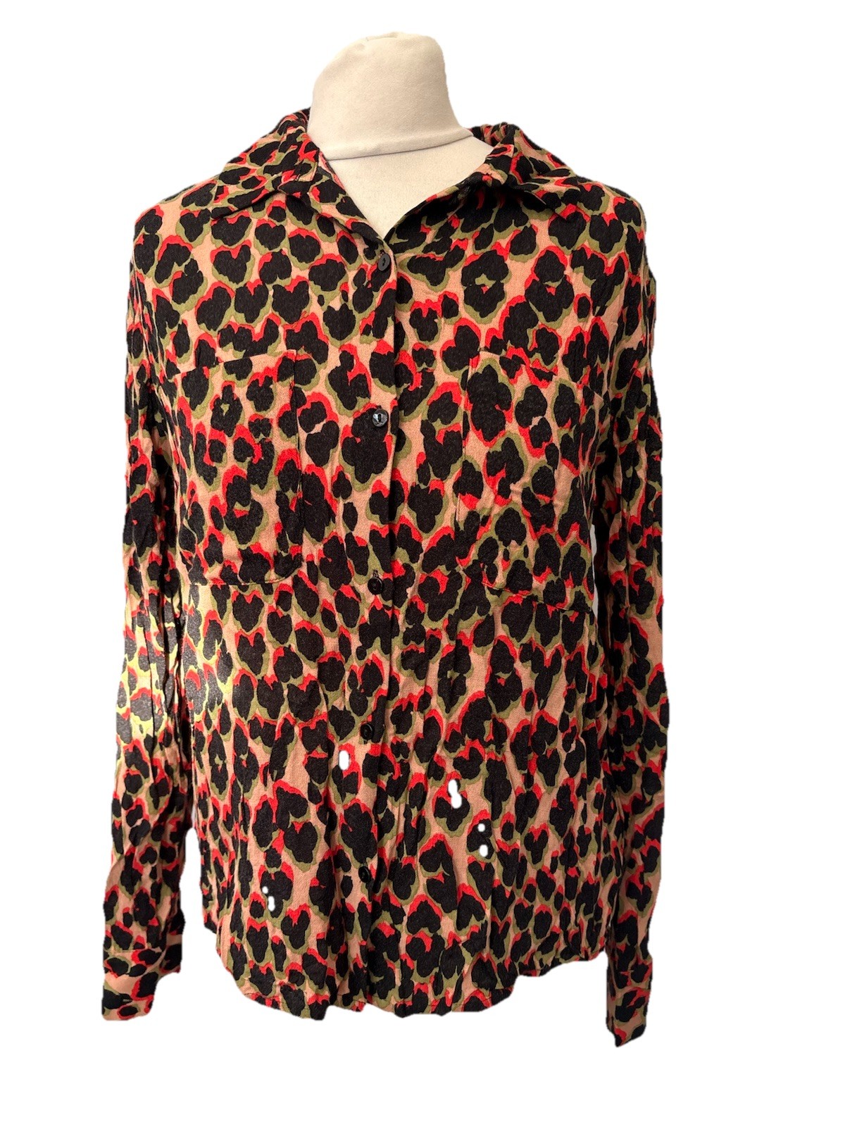 Samsoe Samsoe Red Mix Leopard Pattern Size M Long… - image 1