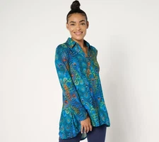 Women with Control Women's Top Petite PM Yummy Jersey w Multi-colored A671193