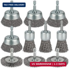 10 Pcs Coarse Carbon Steel Crimping Wire Wheel Brush, 1/4 Inch Hex Shank, Wire C