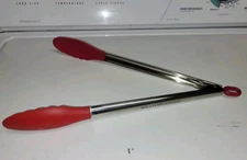 Williams Sonoma Stainless Steel Silicone Locking Tongs Red 14.5" L Kitchenware