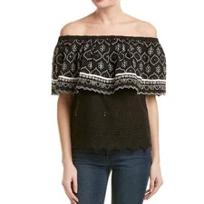 Women's Anthropologie Hemant & Nandita Mavra Blouse Black Gold Medium