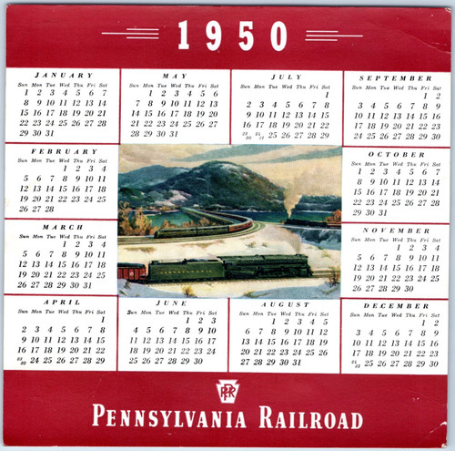 1950 Pennsylvania Railroad Calendar Railroad Promotions 2 #KE