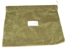 Victoria Beckham Green Pochette Large Velvet Pouch Bag NEW Makeup Cosmetics 8x11