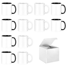 Sublimation Mugs 11 oz Set of 12 Bulk Coffee Mugs with White/Black 11 Ounces