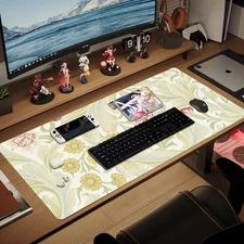 40*90cm1pc Large Gaming & Office Mouse Pad Desk - Elegant BeigeGreenYellowPink F