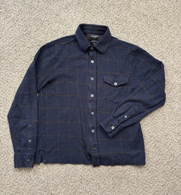 Todd Snyder Shirt Mens Size XS Navy Houndstooth Button-up Fleece Long Sleeve