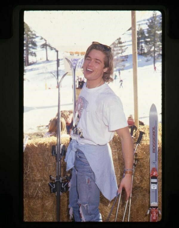 Brad Max 81% OFF Pitt young 1988 at Max 42% OFF ski Transpar candid resort 35mm original