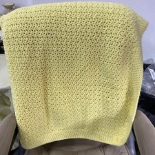 Vintage Handmade Crochet Yellow Baby Blanket- Approx 43 X 50