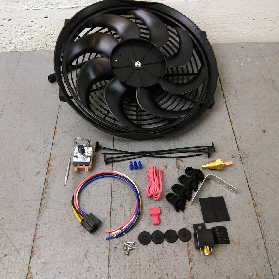1900-27 Early Cars Adjustable Temp 14" 2122 CFM S-Blade Cooling Fan Kit T-Bucket - Image 2 of 4